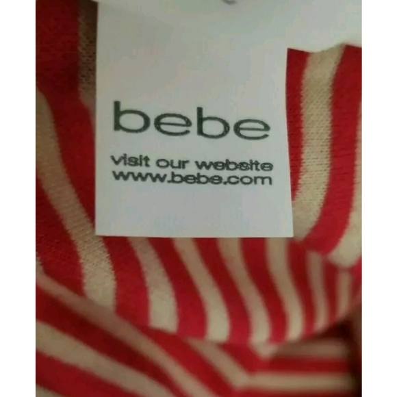 NWT Womens Bebe Sexy Red Assyemetrical Striped Pattern Stretch Dress Size Small - Picture 9 of 12